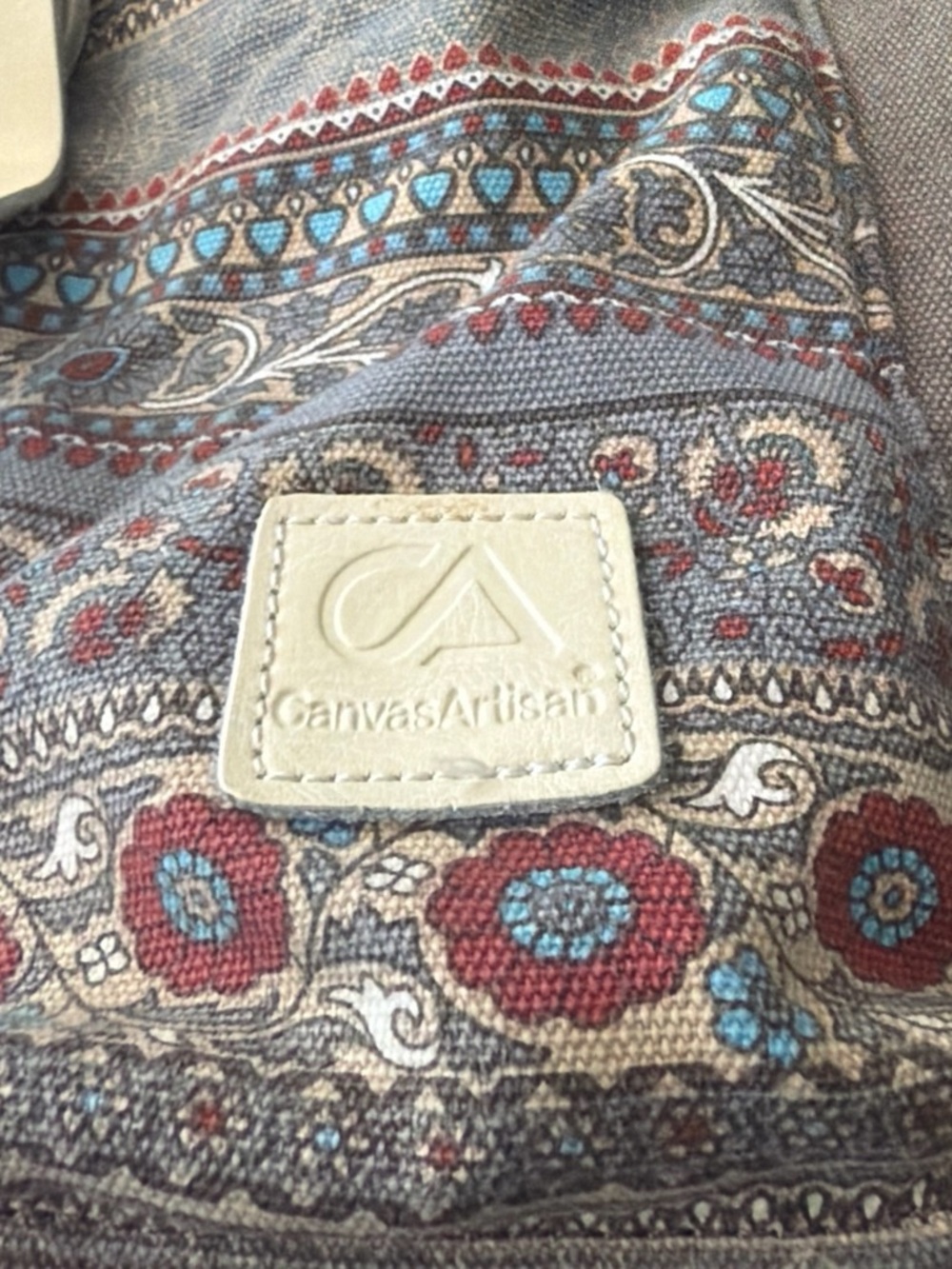 Source Unknown Tan Canvas Backpack with Paisley Front Pocket - Picture 3 of 10